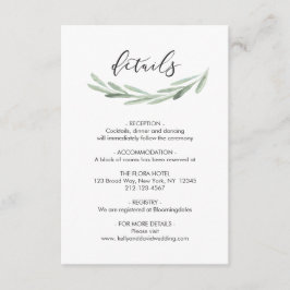 Grüner Olive Branch Wreath Rustic Wedding Details Begleitkarte