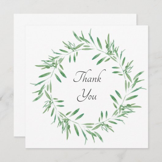 Grüner Olive-Kranz Dankeskarte (Vorne/Hinten)