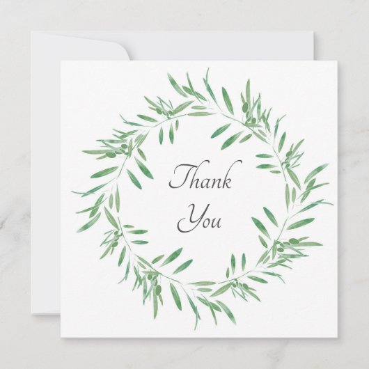 Grüner Olive-Kranz Dankeskarte (Vorderseite)