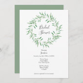 Grüner Olive-Kranz Einladung (Vorne/Hinten)