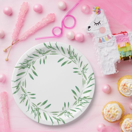 Grüner Olive-Kranz Pappteller (Party)