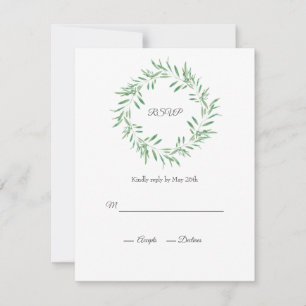 Grüner Olive-Kranz RSVP Karte