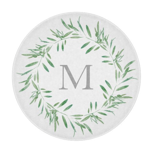 Grüner Olive-Kranz Schneidebrett (Vorderseite)
