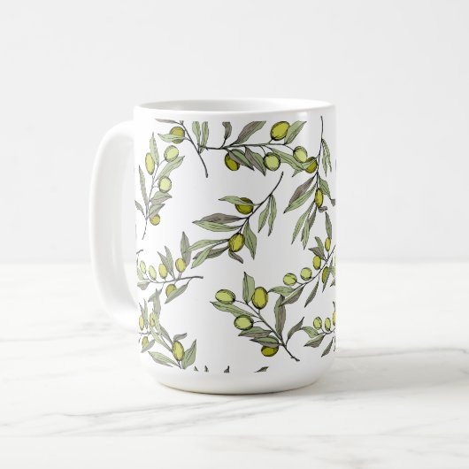 Grüner Olivenbaum Kaffeetasse (Vorderseite Links)