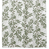 Grüner Olivenbaum Zweig Mittelmeer Muster Duschvorhang (Vorderseite)