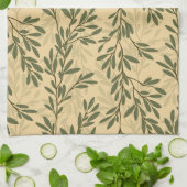 Grüner Olivenbaum Zweig Mittelmeer Muster Geschirrtuch (Gefaltet)