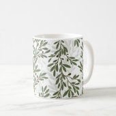 Grüner Olivenbaum Zweig Mittelmeer Muster Kaffeetasse (VorderseiteRechts)