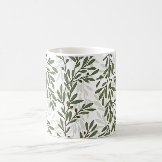 Grüner Olivenbaum Zweig Mittelmeer Muster Kaffeetasse (Mittel)