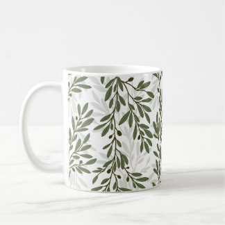 Grüner Olivenbaum Zweig Mittelmeer Muster Kaffeetasse