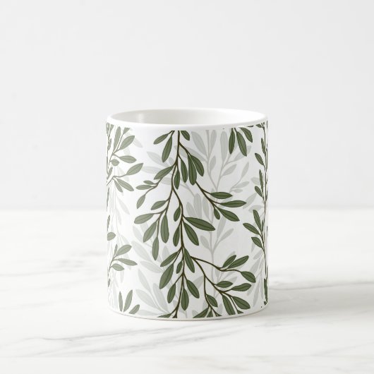 Grüner Olivenbaum Zweig Mittelmeer Muster Kaffeetasse (Mittel)
