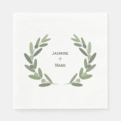 Grüner Olivenzweig personalisiert Serviette (Vorderseite)