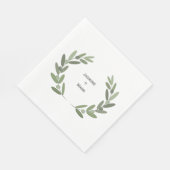 Grüner Olivenzweig personalisiert Serviette (Ecke)