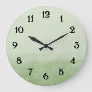 Grüner Ombre-Wasserfarbe Große Wanduhr