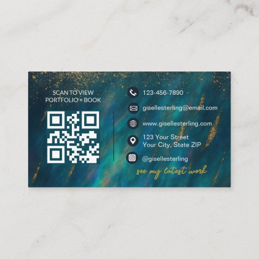 Grüner Opalstein-QR-Code Visitenkarte (Rückseite)