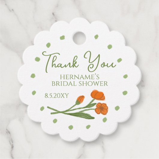 Grüner Oranger Blumengarten Whimsical 02 Geschenkanhänger (Vorderseite)