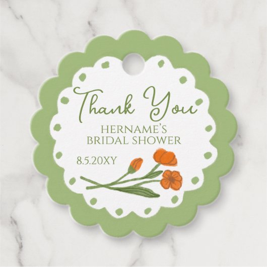 Grüner Oranger Blumengarten Whimsical Handbemalt Geschenkanhänger (Vorderseite)