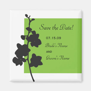 Grüner Orchideen-Save the Date Magnet