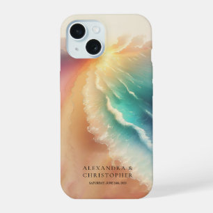 Grüner Ozean Strand Wasserfarbe Stylische Sommer S iPhone 15 Hülle