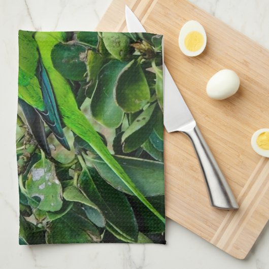 Grüner Papagei Geschirrtuch (Viertel Falte)