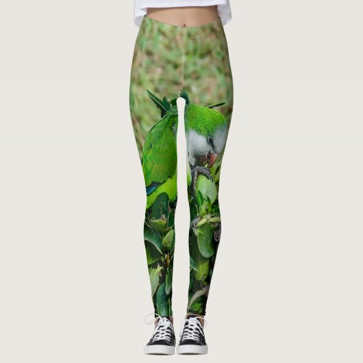Grüner Papagei Leggings (Vorderseite)