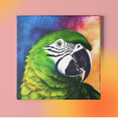 Grüner Papagei mit niedlicher KI Leinwanddruck