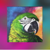 Grüner Papagei mit niedlicher KI Leinwanddruck