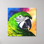 Grüner Papagei mit niedlicher KI Leinwanddruck (Vorderseite)