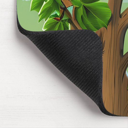 Grüner Papagei mit niedlicher KI Mousepad (Ecke)