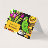 Grüner Papagei mit orangefarbenen und gelben Visitenkarten (Vorderseite)