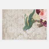 Grüner Papagei mit Rose in der Zeitung Geschenkpapier Set (Vorderseite)