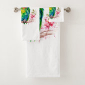Grüner Papagei - Niedlicher Baby Bird Badhandtuch Set (Insitu)
