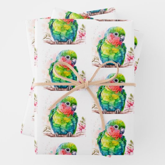 Grüner Papagei - Niedlicher Baby Bird Geschenkpapier Set (Beispiel)