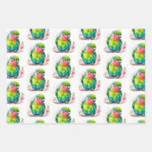 Grüner Papagei - Niedlicher Baby Bird Geschenkpapier Set (Vorderseite)