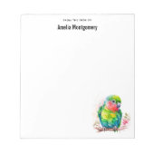 Grüner Papagei - Niedlicher Baby Bird Notizblock (Vorderseite)