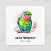 Grüner Papagei - Niedlicher Baby Bird Quadratische Visitenkarte (Vorderseite)