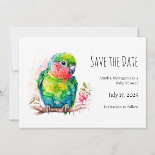 Grüner Papagei - Niedlicher Baby Bird Save The Date