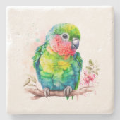 Grüner Papagei - Niedlicher Baby Bird Steinuntersetzer (Vorderseite)
