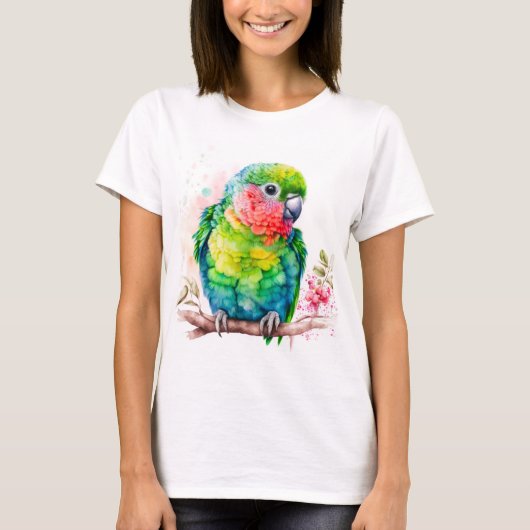 Grüner Papagei - Niedlicher Baby Bird T-Shirt (Vorderseite)