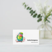 Grüner Papagei - Niedlicher Baby Bird Visitenkarte (Stehend Vorderseite)