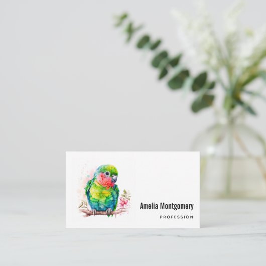 Grüner Papagei - Niedlicher Baby Bird Visitenkarte (Stehend Vorderseite)