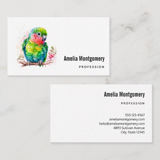 Grüner Papagei - Niedlicher Baby Bird Visitenkarte (Vorne/Hinten)