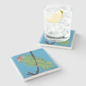 grüner Papagei Steinuntersetzer (Seitenansicht)