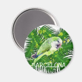 Grüner Papagei und Blätter aus Palmen, Aquarell Magnet (Vorderseite/Rückseite)