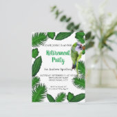 Grüner Papagei und Palmen - Blätter für die Einzie Postkarte (Stehend Vorderseite)