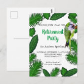 Grüner Papagei und Palmen - Blätter für die Einzie Postkarte (Vorne/Hinten)