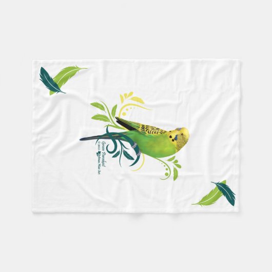 Grüner Parakeet Fleecedecke (Vorderseite (Horizontal))