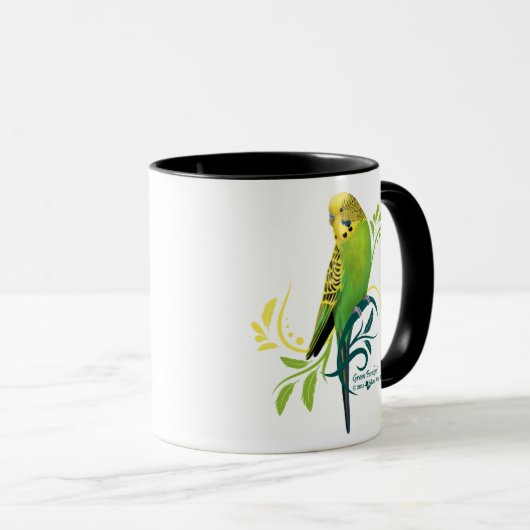 Grüner Parakeet Tasse (VorderseiteRechts)