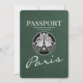 Grüner Paris Reisepass Save The Date (Vorderseite)