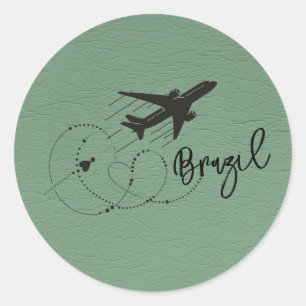 Grüner Pass für Brasilien Runder Aufkleber