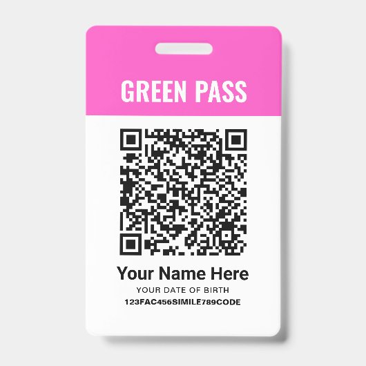 Grüner Pass - Impfzertifikat PVC Rosa Ausweis (Vorderseite)